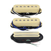 Fleor ST HSS Alnico 5 Dual Rail Humbucker + Flat Pole Single Coil Pickup Set fits Single Coil - N+M 5.5K / B 12.5K - Cream